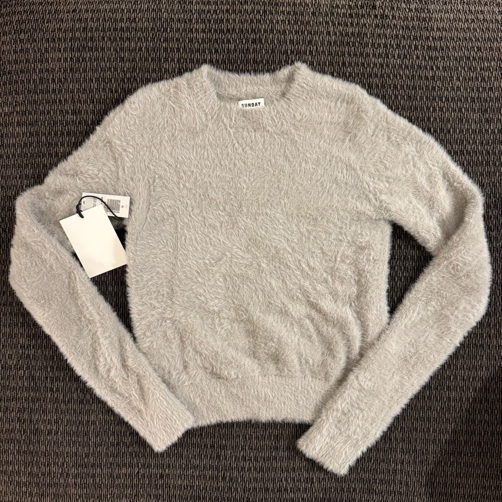 NWT Aritzia Sunday Best Fuzzy New Kitten Sweater Opal Grey